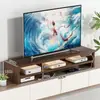Soporte de TV con estantes, mueble de TV para sala de estar, estantes de almacenamiento, base para monitor, soporte elevado y estante de soporte