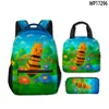 Mochila, Lonchera y Estuche de Lápices de Juego Nuevo Transfronterizo 3D, Set de Tres Piezas