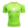 Teum Export Camiseta de Manga Corta de Compresión de Secado Rápido con Estampado de Araña para Hombre Y2K Capa Base para Correr Body para Entrenamiento de Fitness