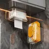 Caja de pañuelos de pared, caja para toallitas húmedas, caja de almacenamiento para toallas faciales sin taladro, para inodoro, baño, cocina