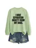 Blusa de Moletom Redonda com Estampa de Letras Simples da Amazon "Tenho Ansiedade de Separação" Camada Base