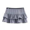 Ropa de Mujer Europea y Americana Transfronteriza Aliexpress Ins de Venta Caliente Moda Pantalones Falda a Cuadros de Corte Ajustado con Cinturón