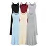 Vestido Camisola de Punto Elegante con Fruncidos Estilo Puro Deseo, Moda Primavera y Verano Ajustado de Color Sólido de Longitud Media