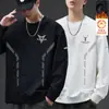 Moletom masculino, novo estilo outono e inverno, gola redonda, corte solto, forrado com fleece, sem capuz, blusa de puxar, jaqueta masculina de manga comprida, versátil