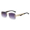 Nuevas Gafas de Sol Sin Montura Transfronterizas Moda Europea y Americana Ol Clásicas Cuadradas Personalizadas Leopardo Modernas Gafas de Sol para Hombre y Mujer