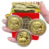 Moneda de la Suerte del Año de la Oveja 2027, Moneda Conmemorativa Réplica de Lámina de Oro, Moneda Delgada, Moneda que Atrae la Riqueza, Regalo de Bolsa de Tela Roja de la Suerte