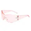 Gafas de Sol Europeas y Americanas Nuevas Y2K Mileniales Hot Girl Sin Marco Estrella de Cinco Puntas Una Pieza Estilo Aviador para Mujer