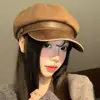 Gorra de estilo británico retro tipo boina para mujer, Boina lisa para hombre, Versátil boina tipo pico de estilo japonés y coreano para verano y otoño