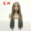 Peruca de moda europeia e americana da Amazon, nova peruca longa reta de cor mista, fibra química, touca frontal de renda, atacado de fábrica