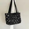 Bolso de mano retro de lunares con lazo estilo coreano, gran capacidad, bolso de hombro versátil, adecuado para la escuela, el trabajo y el uso diario