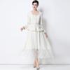 Comércio Exterior Amazon Cross-Border Vestido Feminino Elegante e Gracioso Cintura Marcada Estilo Chanel Vestido Feminino Falso Duas Peças Saia Longa Plissada