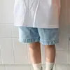 Shorts Verão 2026 Novo Estilo Versão Coreana Roupas Infantis Estilo Coreano Simples e Divertido Shorts Casuais de Sarja Lavada para Meninos e Meninas