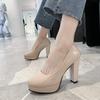Sapatos Femininos de Salto Super Alto para Boate 2025 Novo Boca Rasa Céu-Alto Bico Fino Sapatilhas Salto Alto Plataforma Impermeáveis Formais Profissionais