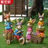 Decoração de Pátio Externo Jardim Ornamentos Vaso de Flores Coelho Desenho Animado Animal Escultura Paisagem de Jardim Miniatura