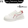 En stock~Zapatillas blancas de cordones de piel de vaca suave con suela gruesa para mujer, zapatillas deportivas casuales versátiles para mujer, zapatos para estudiantes