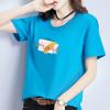 2923 # Camiseta de Manga Curta para Mulheres, Solta Estudante Versão Coreana (95 Algodão 5 Elastano) (Novo Tamanho XXL)
