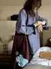 JMWOME "Vento de Outono Deixa Cair uma Gota Azul" Estilo Coreano Manga Color Block Camisa Xadrez Feminina Outono Solta Simples Top