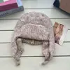 Gorro Lei Feng de Punto Grueso Estilo Coreano para Proteger las Orejas para Mujer, Invierno, Circunferencia de Cabeza Grande, Engrosado, Cálido, Gorro de Vuelo, Gorro de Tejer a Presión Anti-Frío