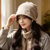 Gorro de Lana Holgado de Cabeza Grande para Mujer, Gorro de Punto Rizado Cálido para Otoño e Invierno, Gorro de Moda para Exteriores de Celebridad de Internet para Clima Frío