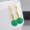 S925 prata esterlina natural azul e branco verde ágata brincos feminino verde zircão vermelho calcedônia brincos longos amarelo gema orelha gancho ornamentos