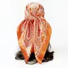 Pañuelo Clásico Europeo y Americano 90cm Pañuelo Cuadrado de Satén Paisley Flor de Anacardo Pañuelo de Seda Chal de Moda Pañuelo de Seda Transfronterizo