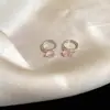 Pendientes de Botón de Flor Rosa Fresca con Diamantes Completos Brillantes, Modernos, Dulces, Exquisitos, Lujo Ligero, Gama Alta, Pendientes Elegantes