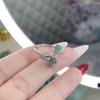 Anillo de Jade de Plata Esterlina S925 Anillo de Dedo de Bambú para Mujer Personalizado Versátil Anillo de Dedo de Alta Gama Anillo de Colita Moderno