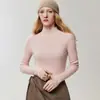 Cachemira 100% Pura Otoño 2026 Nuevo Cuello Alto Estilo Francés Retro Tejido Adelgazante Base para Mujer