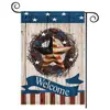 Bandeira de Linho para Jardim Dia da Independência Americana Transfronteiriça, Bandeira de Decoração de Quintal para Feriado Nacional, Bandeira de Boas-Vindas para Entrada da Casa