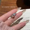 Anillo de Encaje de Jade Azul Natural al por Mayorista Xiaohongshu con Incrustación de Plata S925, Estilo de Lujo Ligero Europeo y Americano para Mujeres