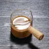 Copo Medidor de Extração de Café Personalizado Atacado com Jarra de Leite de Vidro Graduada Copo Pequeno de Leite Concentrado Italiano Cabo de Madeira Molho para Comida Ocidental