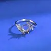 Plata de Ley S925 Montura Vacía para Piedra Redonda 8*8mm Nuevo Estilo Chino Anillo DIY Montura para Incrustar Joyería para Mujer