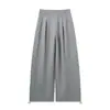 Pantalones Deportivos Grises Plisados Sueltos Estilo Coreano para Mujer Otoño 2026 Nuevo Estilo Adelgazantes Caída Casual Perezoso Pierna Ancha