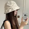 Sombrero de Pescador Plisado de Lino para Mujer, Sombrero de Sol de Verano, Sombrero de Sol Versátil que Adelgaza la Cara, Sombrero Delgado Transpirable