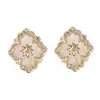 Pendientes Franceses Únicos de Nicho de Trébol de Cuatro Hojas Naturales de Fritillaria Pendientes Ligeros de Lujo de Gama Alta Elegantes Pendientes de Circonita Microincrustados