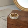 Anel Aberto Personalizado Banhado a Ouro Real com Zircônia Microcravejada Design de Nicho Feminino Anel de Dedo Geométrico Estilo Ins Anel de Dedo Indicador