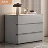 Mesita de noche de madera maciza de gran tamaño, color crema, de alta gama, lujo ligero, modelo nuevo, mesita de noche simple y moderna de tres cajones para dormitorio