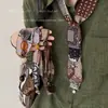 Bufanda de Seda con Patrón de Anacardo Retro y Cuentas Collar Cadena Larga Apilada para Suéter Accesorios de Atuendo de Viaje para Mujer de Sichuan