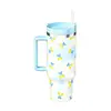 Taza de Hielo Transfronteriza 40oz Taza para Coche Acero Inoxidable 304 Taza con Asa Vaso con Pajita Gran Capacidad Montada en Coche Vaso Aislado para Agua