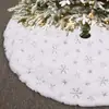 Decoraciones Navideñas Transfronterizas Falda para Árbol Lentejuelas Copos de Nieve Purpurina Felpa Corta Falda para Árbol Decoración Festiva Navideña Falda Blanca para Árbol
