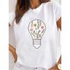 Camiseta de Talla Grande con Nuevo Patrón Geométrico Europeo y Americano Estampada Una Pieza Camiseta Base Casual con Letras Manga Corta para Mujer