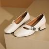 Sapatos Elegantes de Salto Baixo Estilo Francês para Mulheres, Sapatos Mary Jane Rasos de Salto Baixo Outono 2025, Adequados para Combinar com Vestidos, Sapatos de Festa