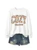 TEMPORADA CONFORTÁVEL Em Estoque Casual Floral Gola Redonda Manga Longa Feminino Amazon Cross-border Comércio Exterior ebay Moletom Solto