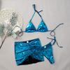 24 Trajes de Bikini Transfronterizos Europeos y Americanos Nuevos Tela Brillante Ajustada Sexy Noche de Discoteca Bikini Explosiones