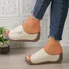 Sandalias de cuña de una tira talla grande 43 con suela gruesa y punta de pez, verano 2025, playa, puntera abierta, zapatos mecedora para exteriores