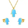 Collar y Pendientes de Perlas Transfronterizos, Moderno y Versátil, Lindo Collar con Colgante de Fantasma Pequeño con Goteo de Aceite, Juego de Joyería de Acero Inoxidable para Mujer