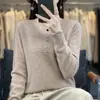 Otoño Invierno Botones Suéter Color Sólido Tejido de Punto Cuello en V Capa Base 2026 Ropa Exterior Nueva Mujer Mezcla Lana Corto Holgado