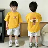 2026 Novo Estilo Camiseta Infantil Média e Grande Casual Manga Curta Verão Roupa Infantil Meninos Algodão Puro Manga Curta Fina Estilo Verão Roupa de Verão