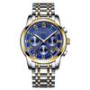 Relógio Masculino Fashion Olilka/Olijia Pulseira de Aço Inoxidável Casual Esportivo Luminoso À Prova d'Água Três Mostradores Seis Ponteiros