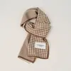 Cachecol de tricô dupla face xadrez pied-de-poule estilo coreano, unissex, design clássico outono/inverno, versátil e quente, adequado para estudantes